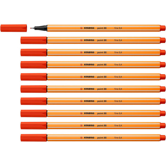 Stabilo | Point 88 | Fineliner | Red | Pack Of 10