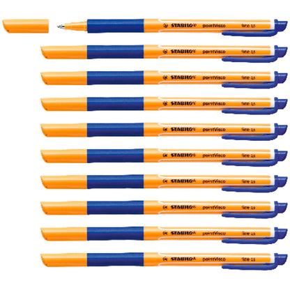 Stabilo | Point Visco | Blue | Pack Of 10 | Roller Ball Point Pen