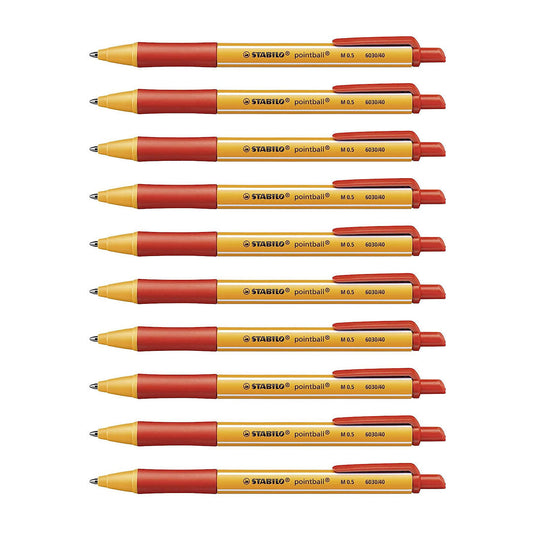 Stabilo | Pointball | Ballpoint Pen | Red | Pack Of 10