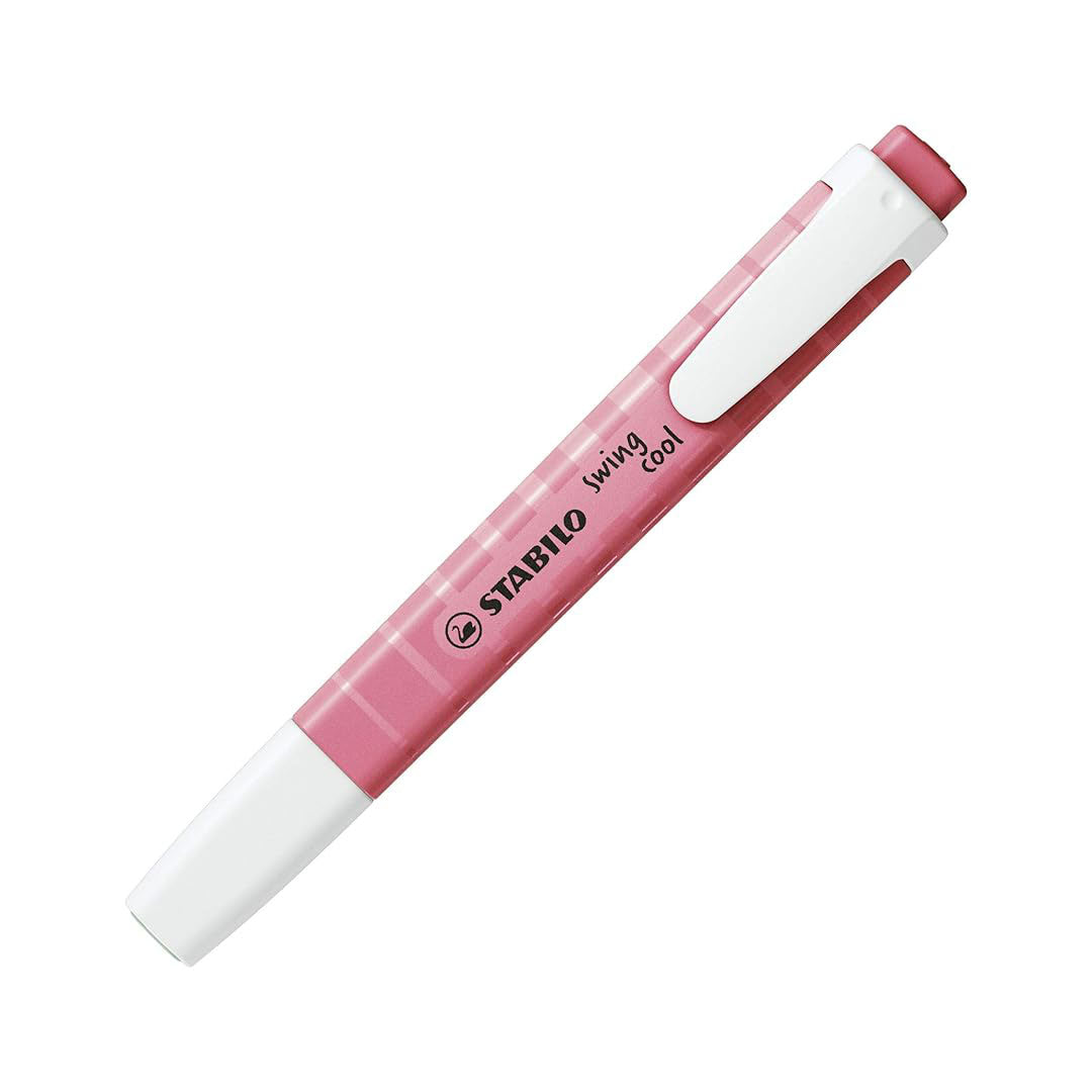 Stabilo | Swing Cool | Highlighter Pen | Pack of 4 | Cherry Blossom Pink, Dash of Lime, Cloudy Blue, Mellow Coral Red