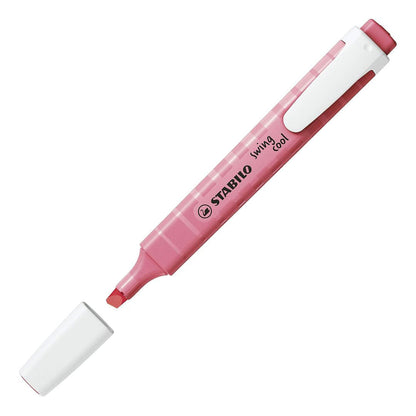 Stabilo | Swing Cool | Highlighter Pen | Pack of 4 | Cherry Blossom Pink, Dash of Lime, Cloudy Blue, Mellow Coral Red