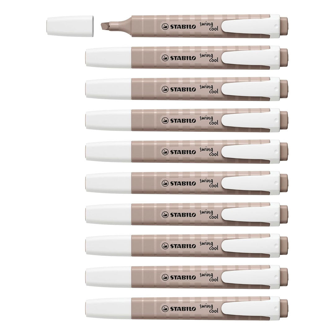 Stabilo | Swing Cool | Nature Colors | Warm Grey | Pack Of 10 | Highlighter Pen