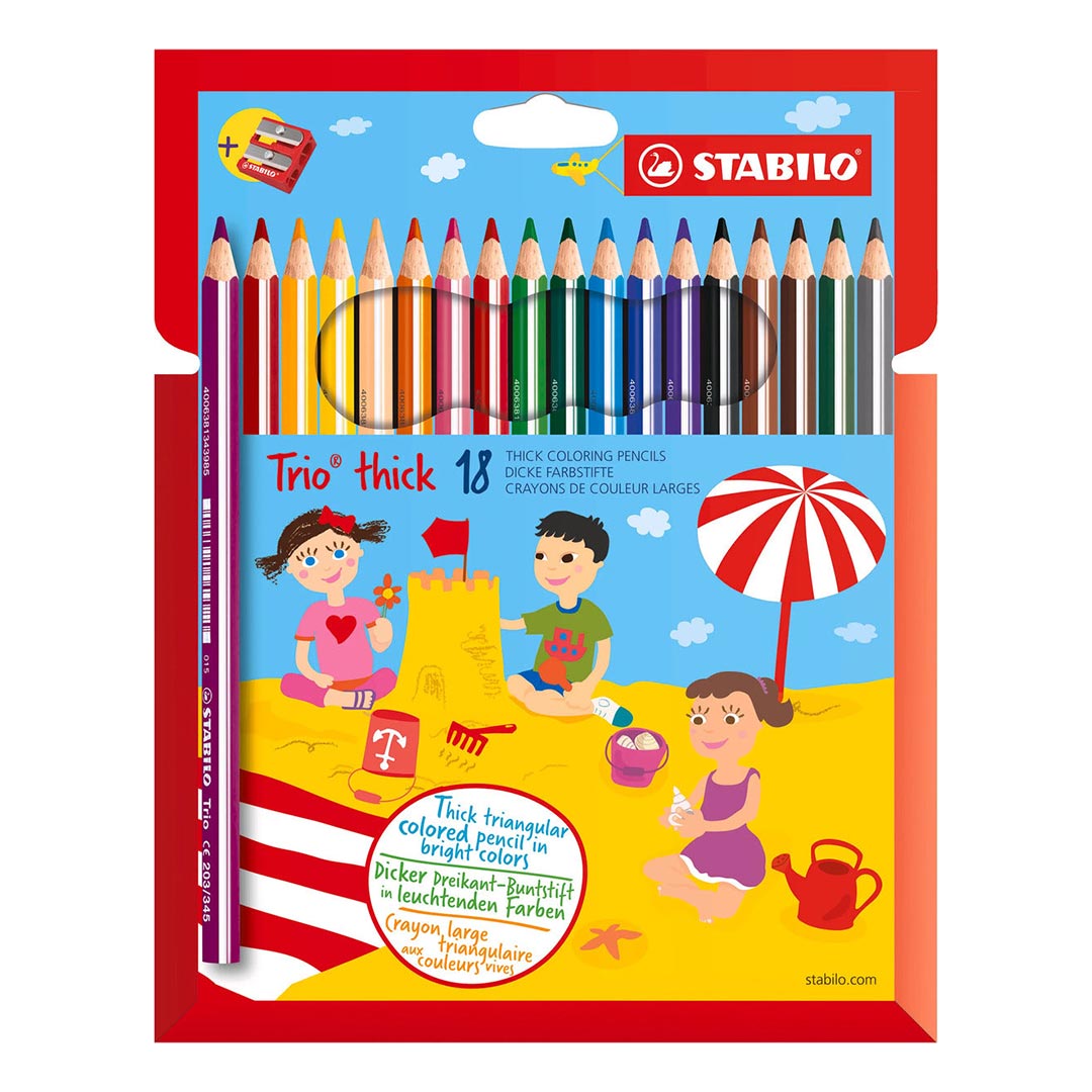 Stabilo | Trio Thick Colured Pencils | Pack of 18 Colours